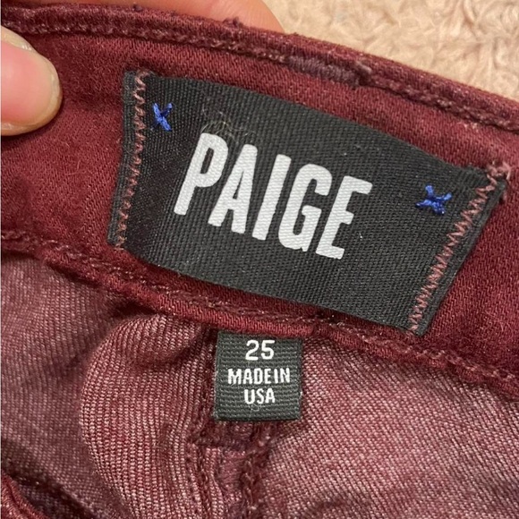 Paige Burgundy Skinny Jeans - Picture 6 of 8